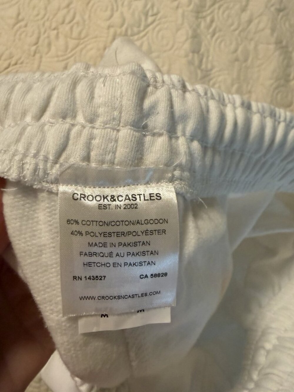 Crooks & Castles White Medium Sweat Pants NEW - Picture 7 of 8